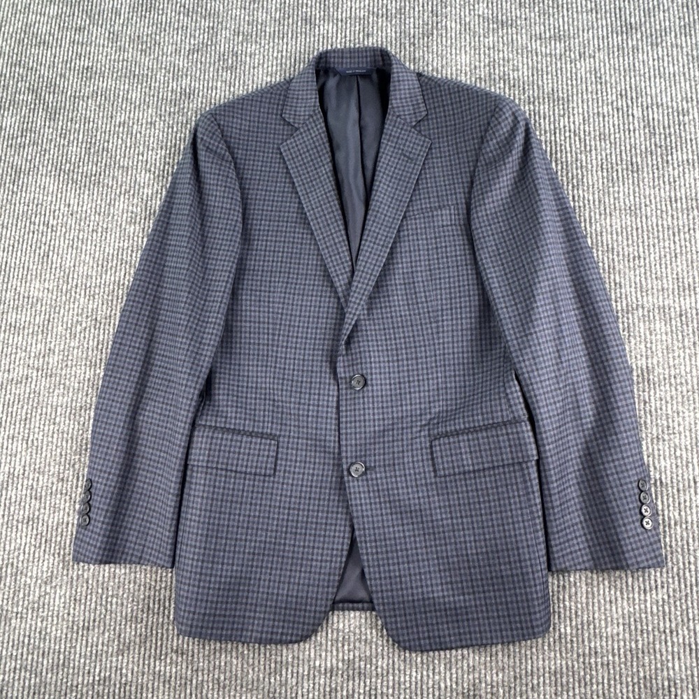 Brooks Brothers Sport Coat 38 R Blue Wool Gingham Check Designer Fratelli Flaw *